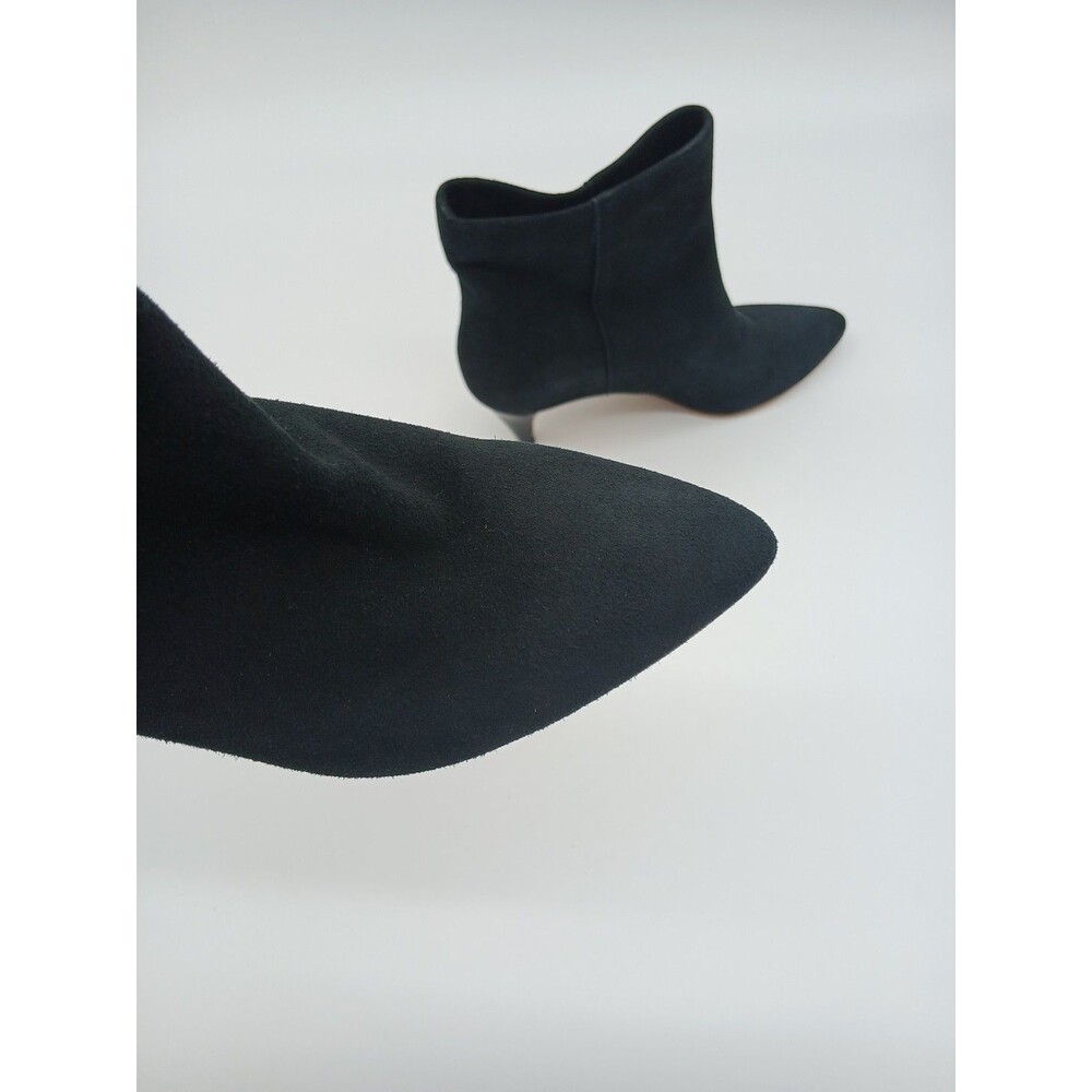 Revolve Dolce Vita Dee Black Suede Leather Pointed Toe Kitten Heel Booties 6M - Picture 3 of 5